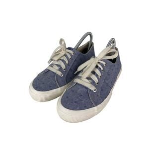 Chaps Caelyn Womens Size 8.5 Blue Canvas Sneakers With Lace-Up Closure